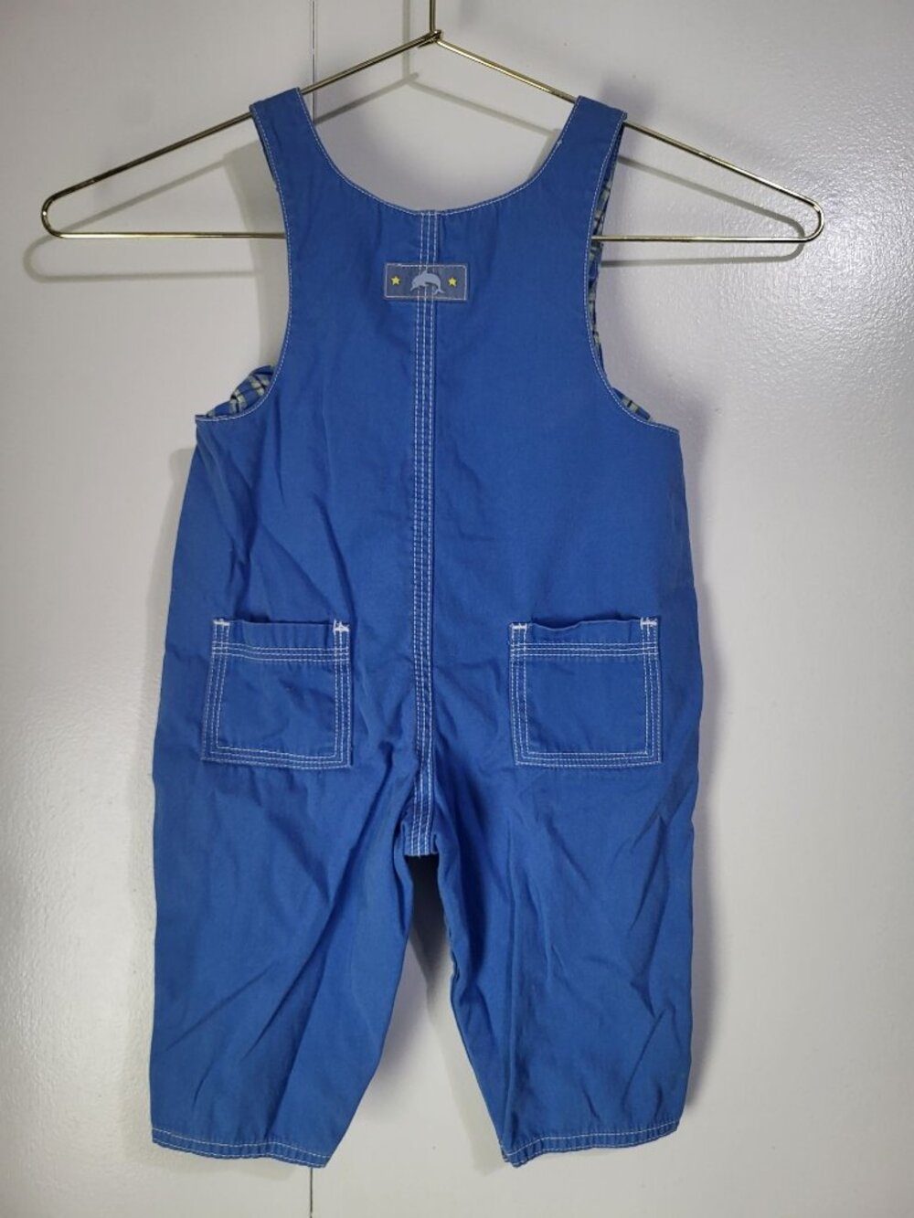 VTG 90’s GYMBOREE Overalls Romper Pastel Rainbow Tag Blue Dolphin 6-12MTH - Picture 3 of 7